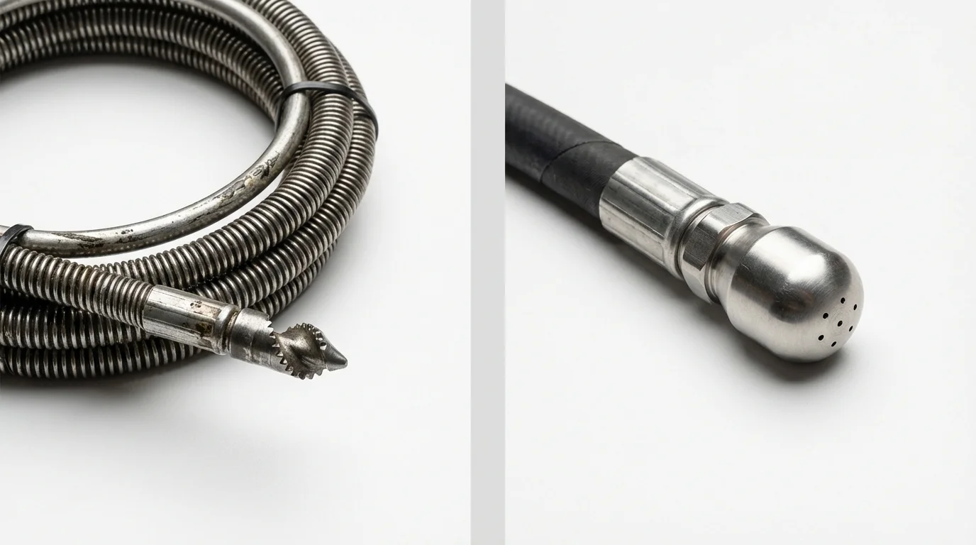Drain snake cable and hydro jetting nozzle used for drain cleaning in Woodlyn, PA