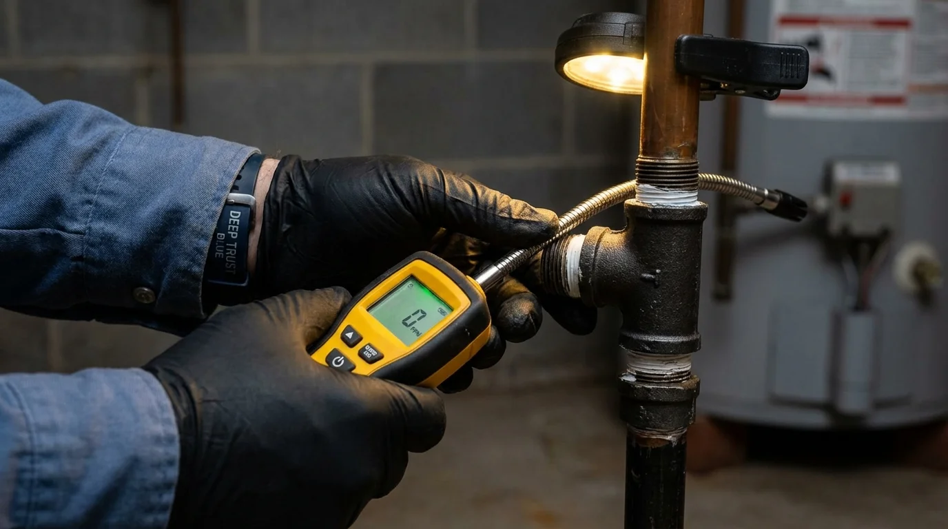Gas leak detection with electronic sniffer by Johns Plumbing LLC in Woodlyn