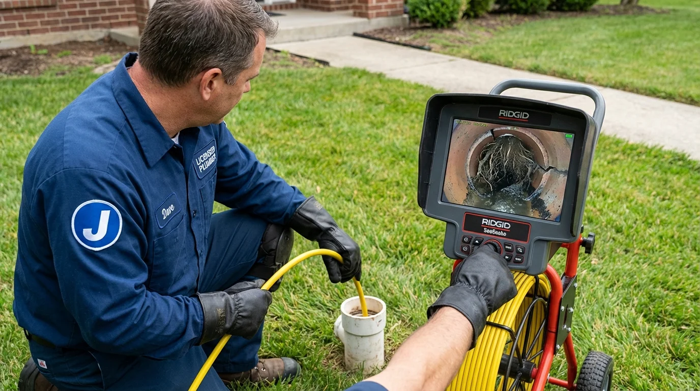 Sewer camera inspection being performed by Johns Plumbing LLC in Woodlyn