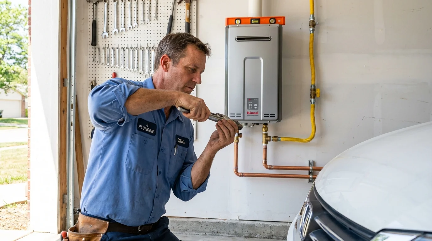 Tankless water heater installation by a Johns Plumbing LLC plumber in Woodlyn